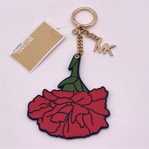 Michael Kors Red and Green Floral Key Holder Bag Charm